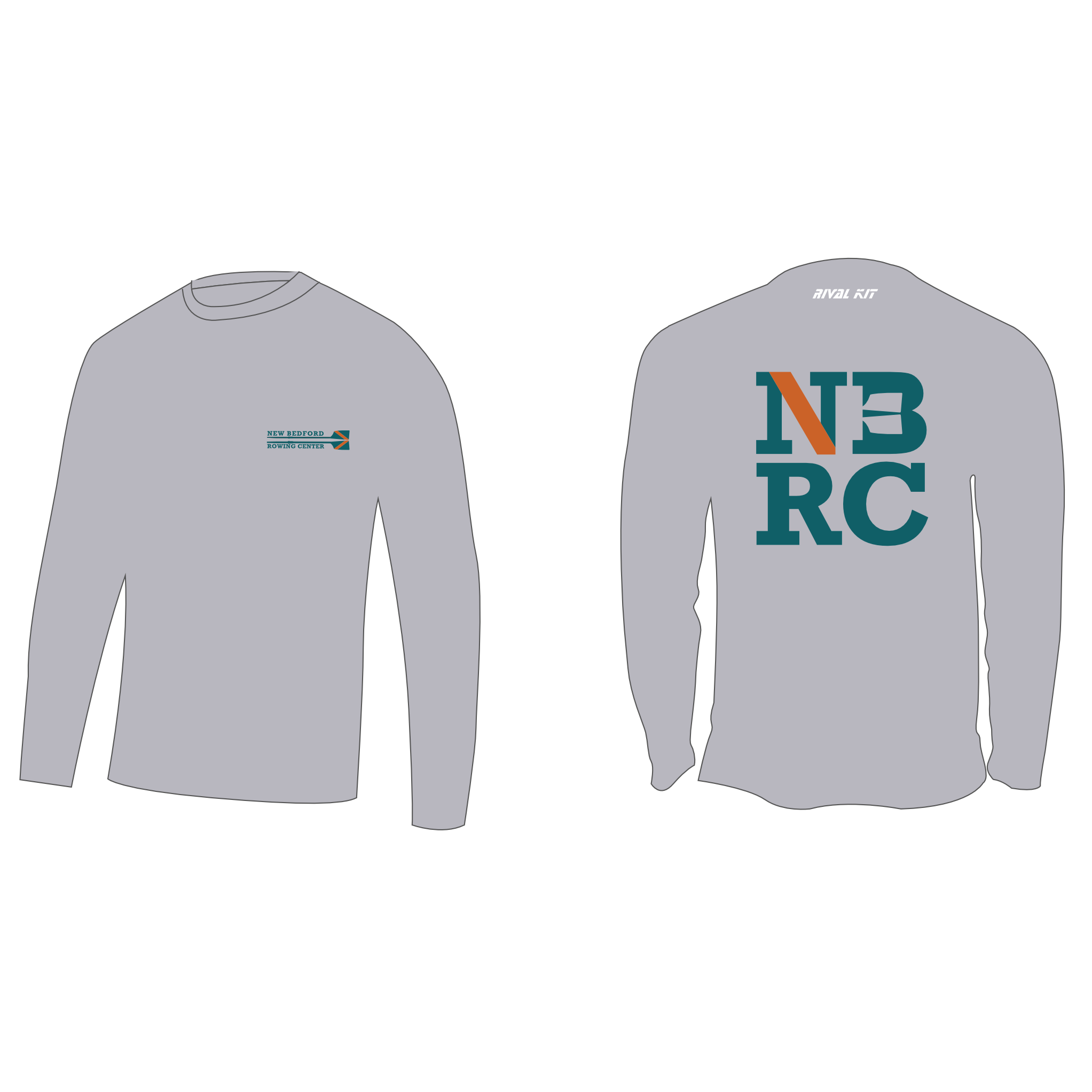 New Bedford Rowing Center 201 Long sleeve Gym T Grey