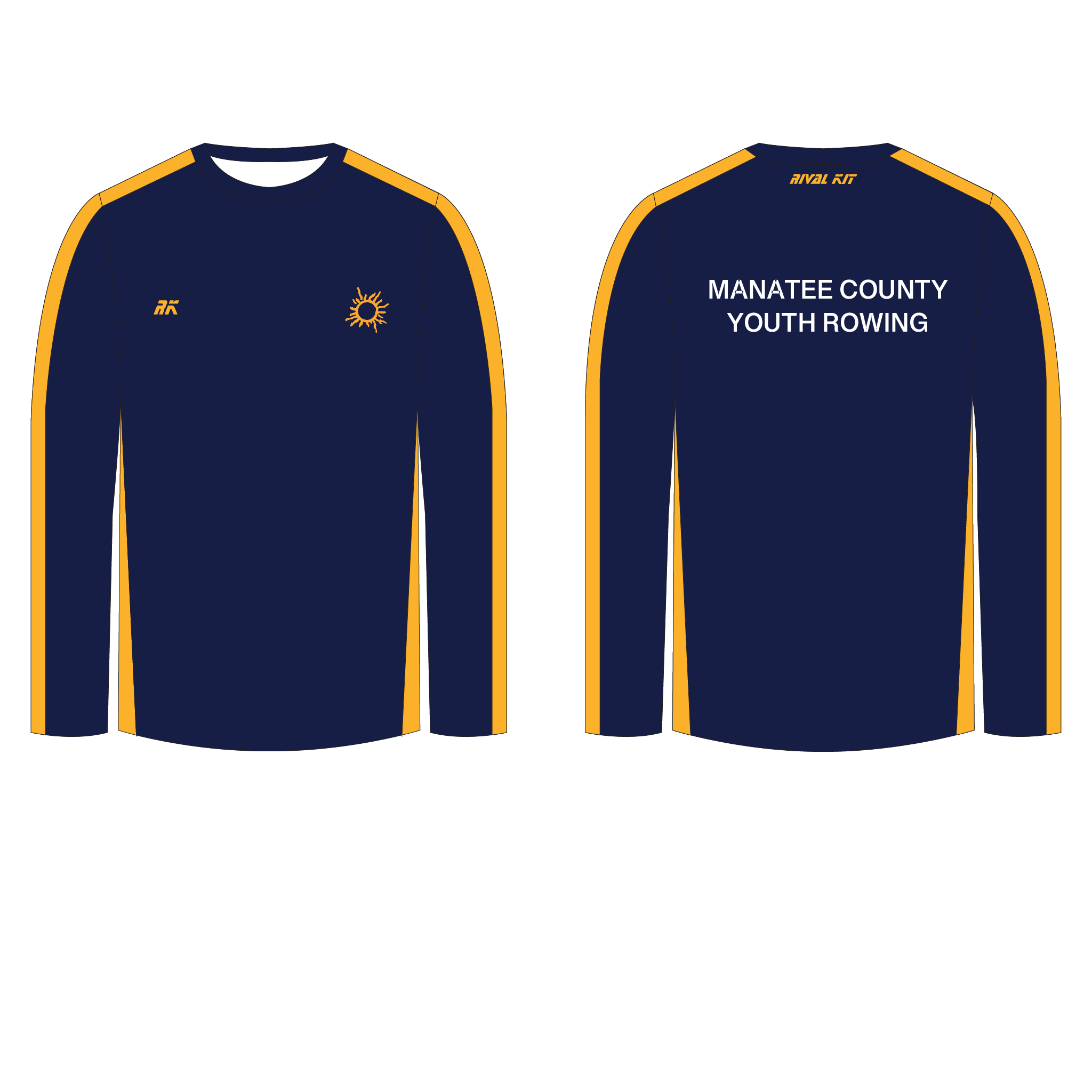 Manatee County Youth Rowing Bespoke Long Sleeve Navy Gym T-Shirt