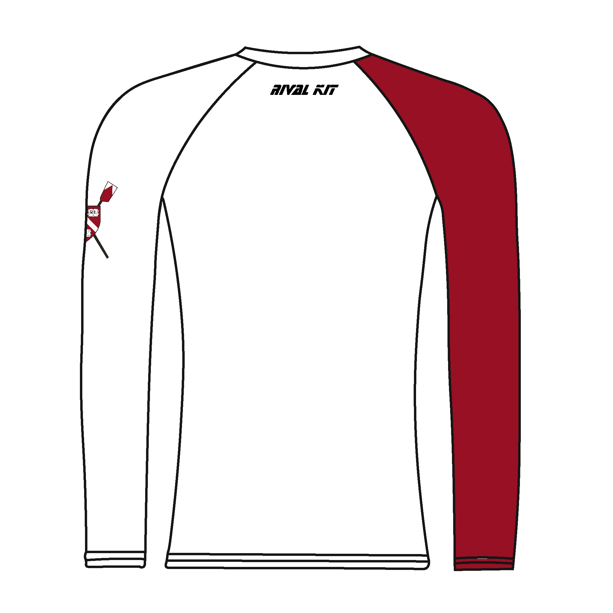 Harvard Men's Lightweight Crew Red Long Sleeve Base Layer