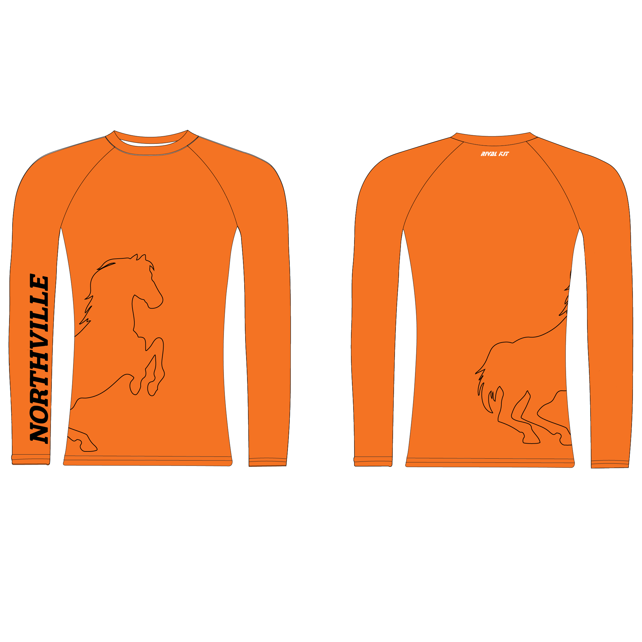 Northville Rowing Orange Training long Sleeve Base-Layer