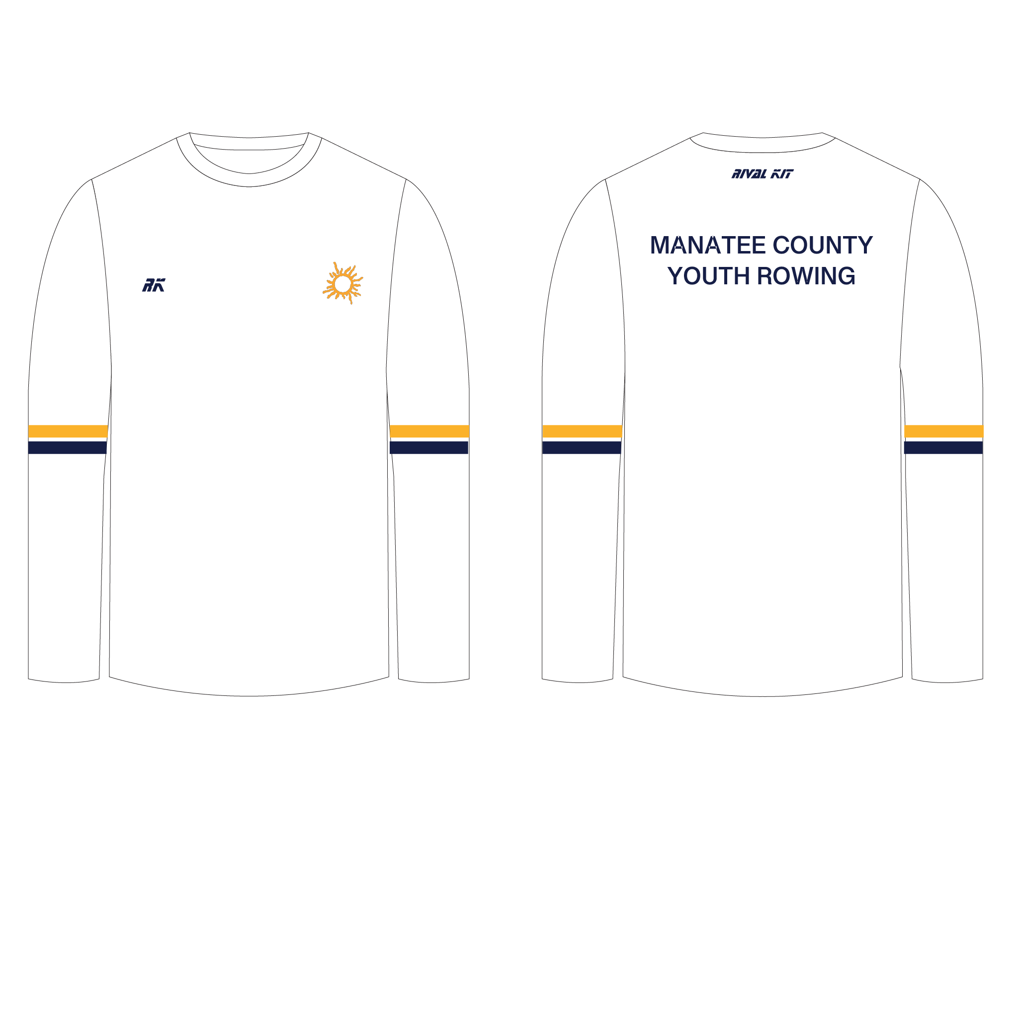 Manatee County Youth Rowing Bespoke Long Sleeve White Gym T-Shirt