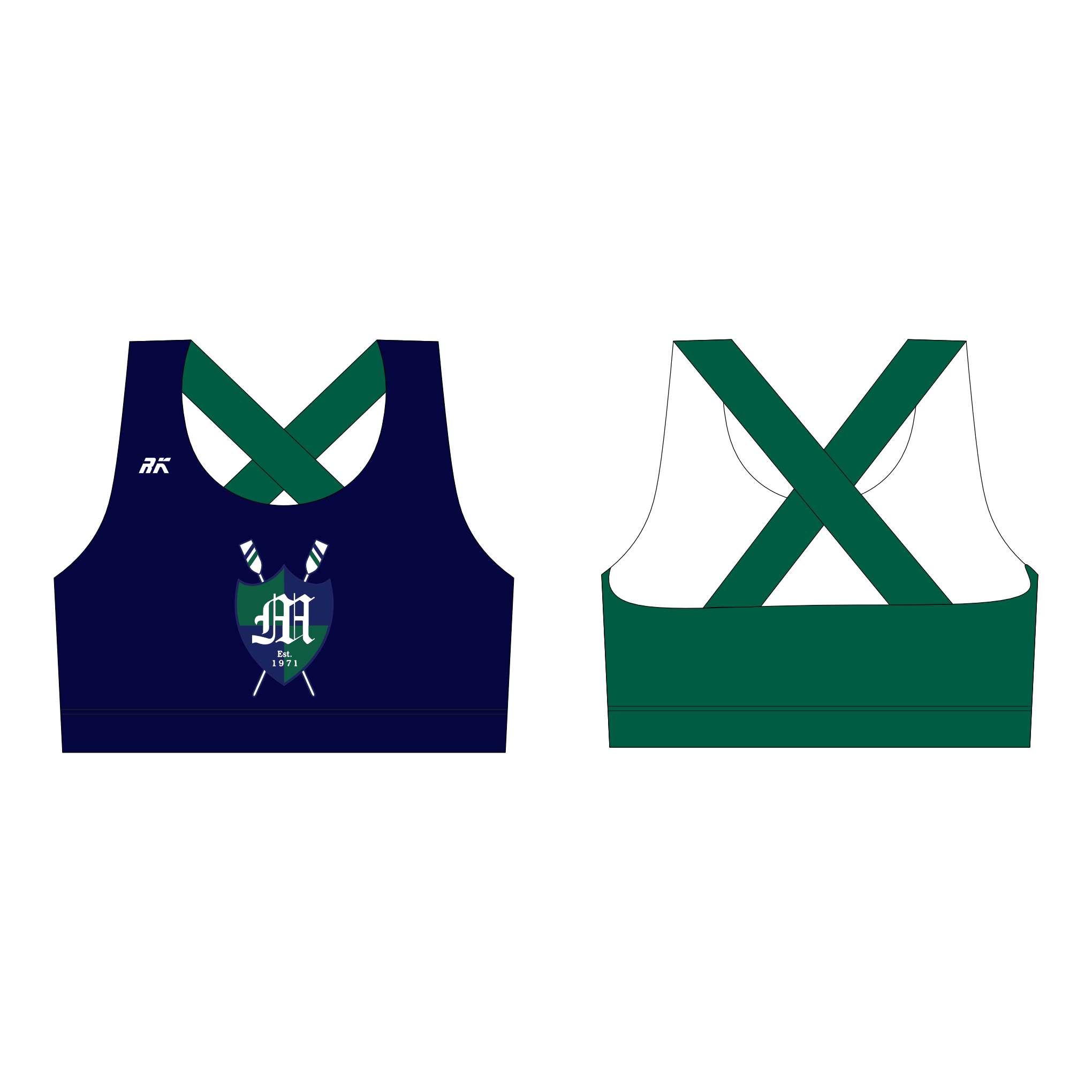 Mercyhurst University Boat Club cross strap bra