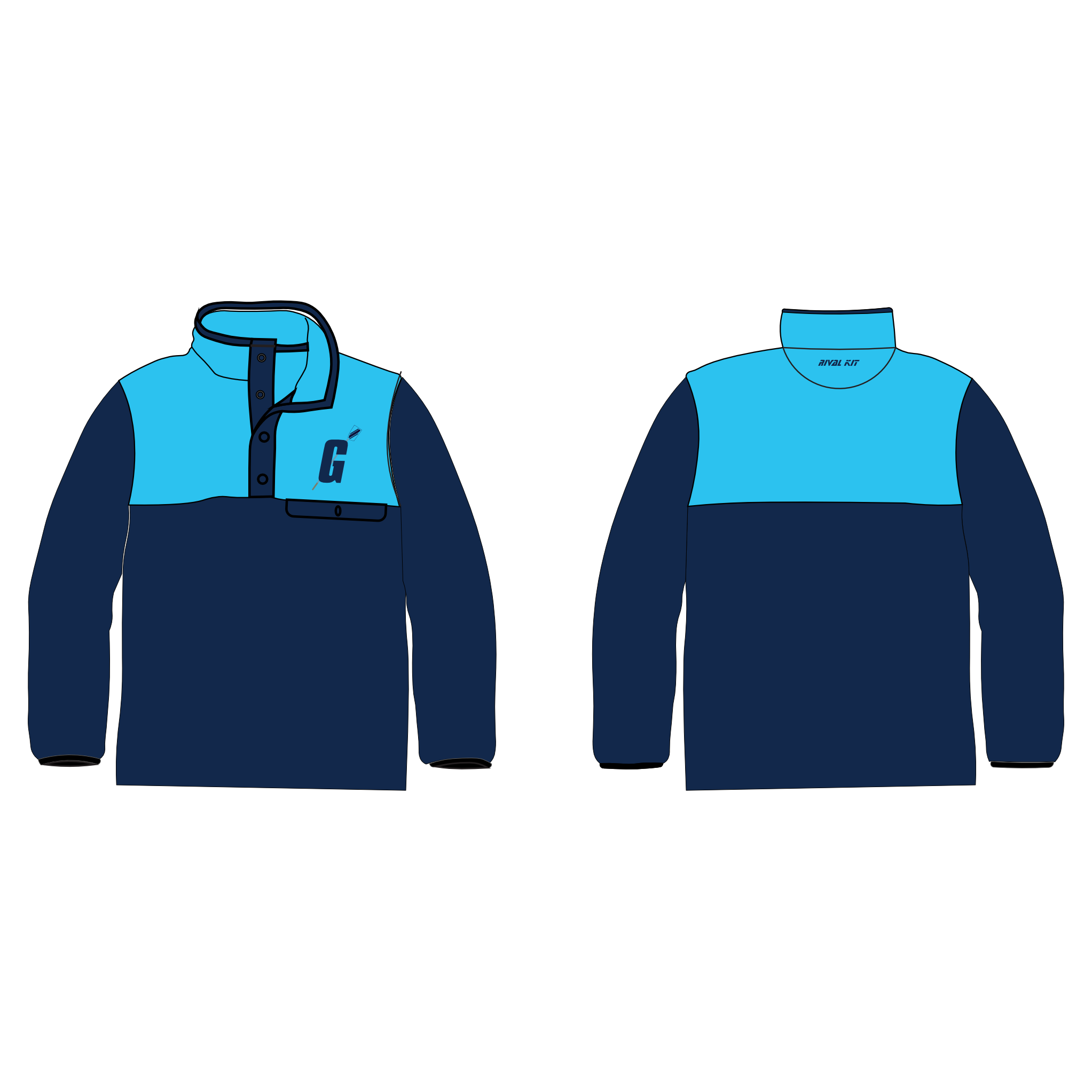Gordons College Rowing Pocket Fleece Blue and Navy