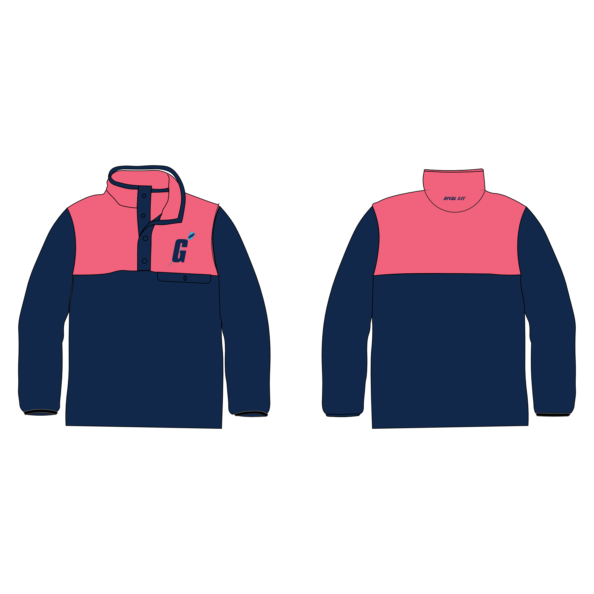 Gordons College Rowing Pocket Fleece Pink and Navy