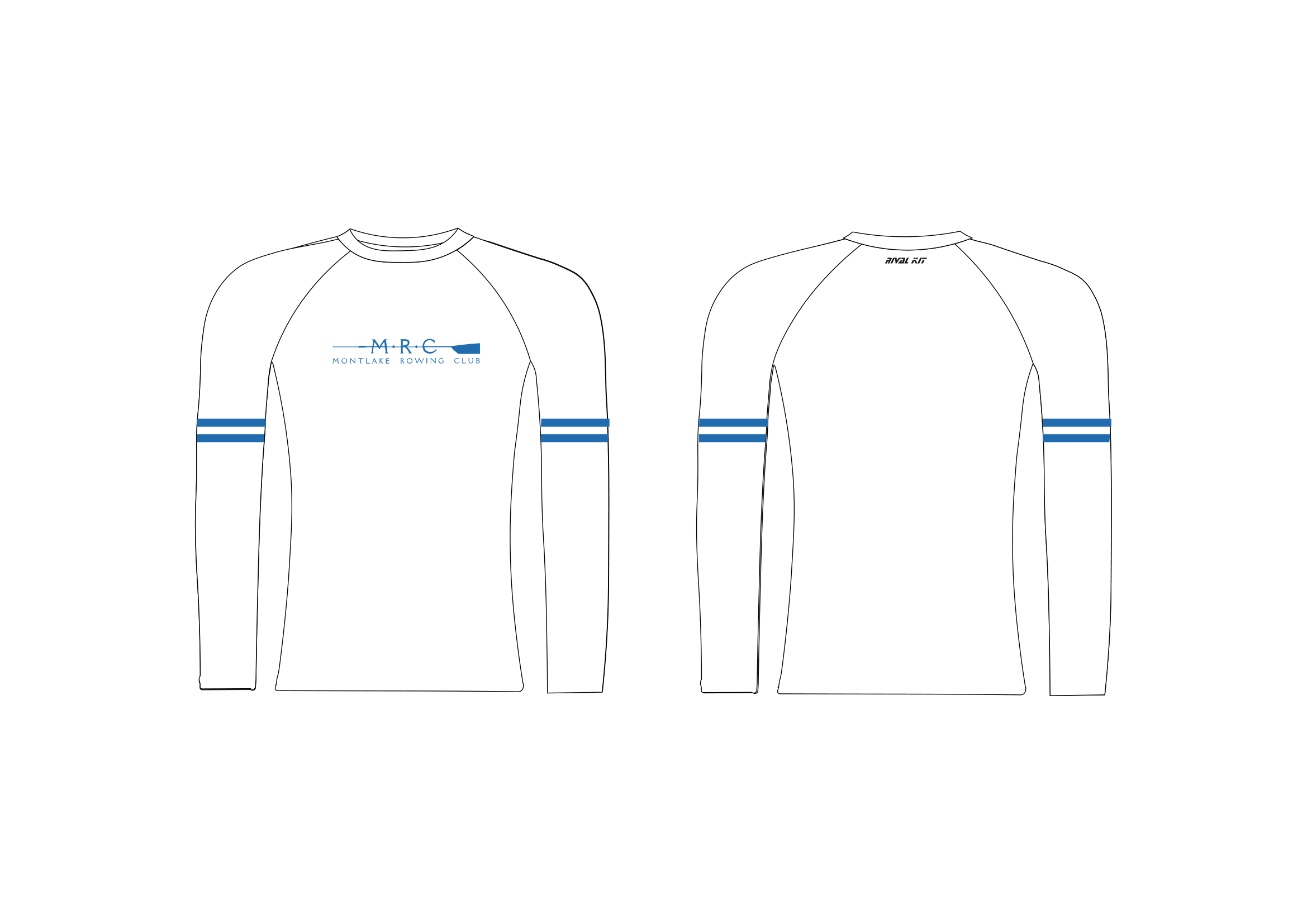 Montlake Rowing Club Blue Stripes Long Sleeve Base-Layer