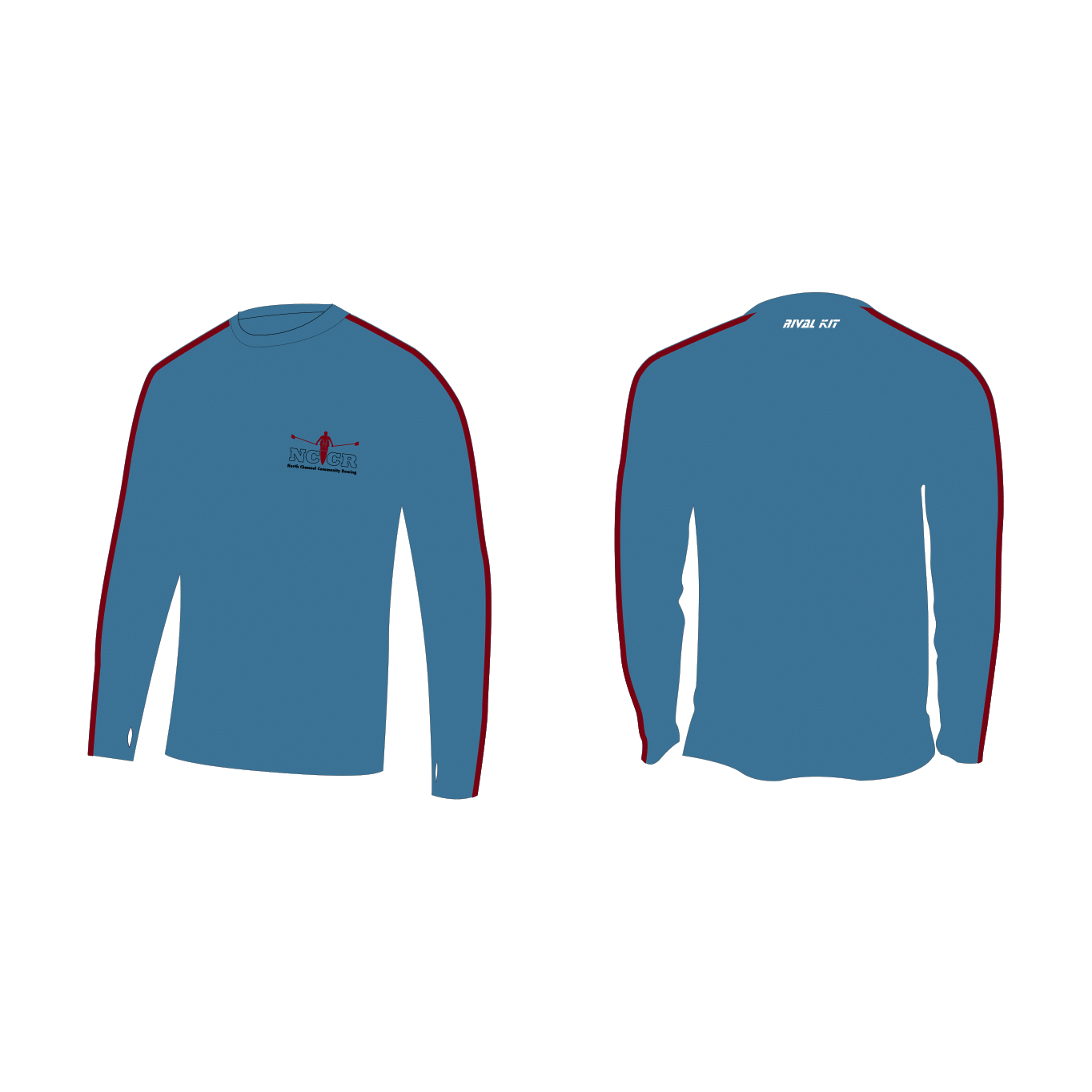 North Channel Community Rowing Bespoke Long Sleeve Gym T-Shirt Blue
