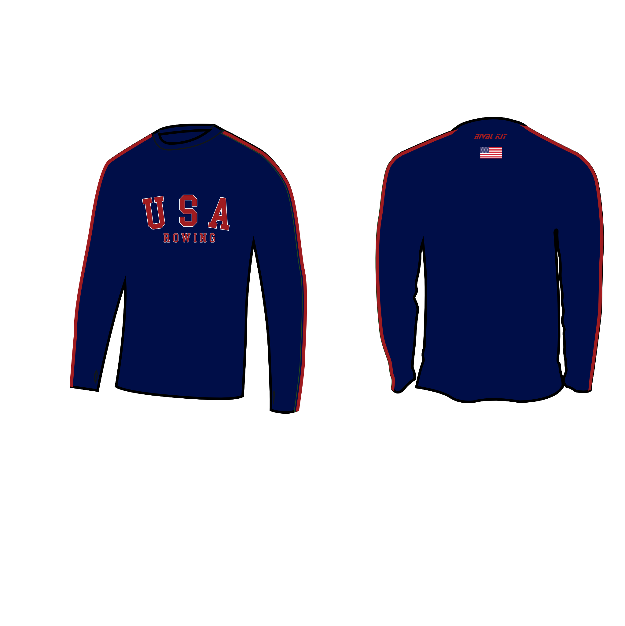 USA ROWING 201 LONG SLEEVE Gymt NAVY