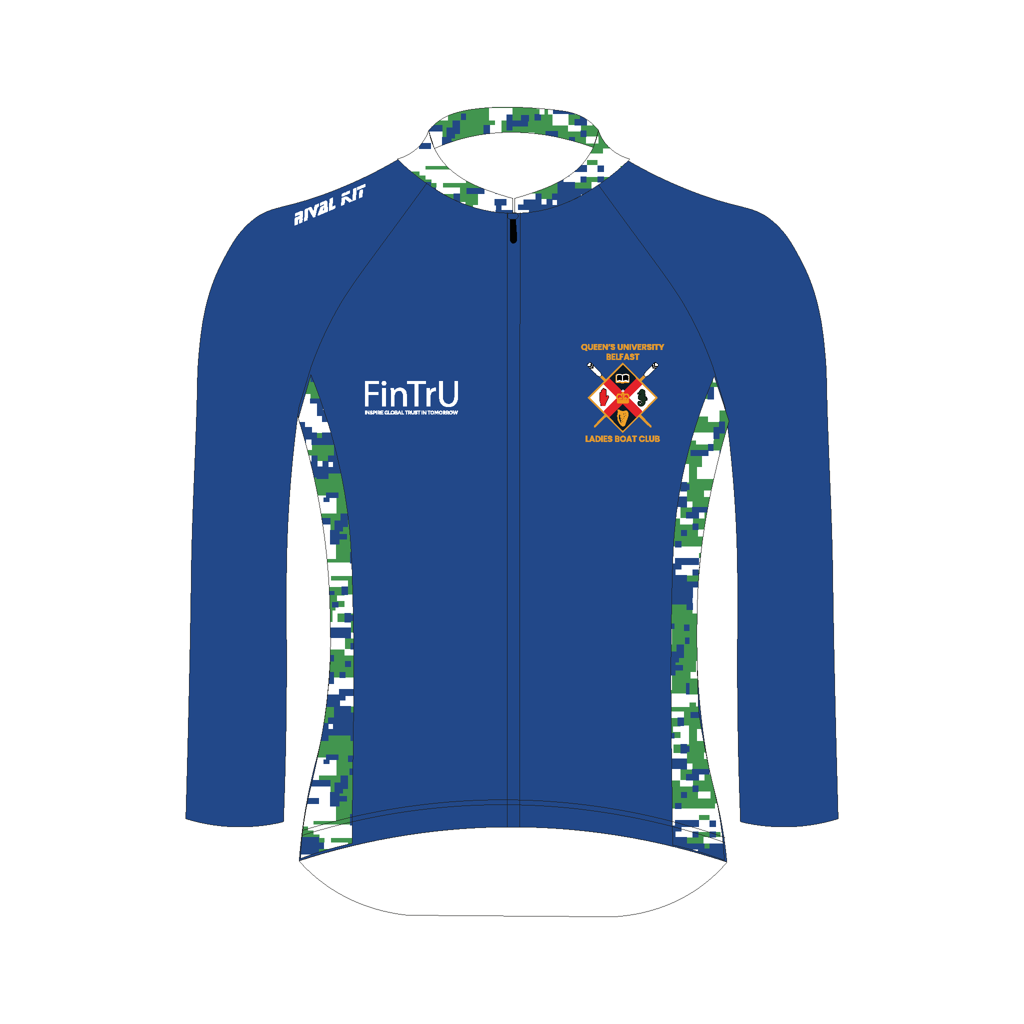 Queen's University Belfast Ladies Boat Club Long Sleeve Blue Cycling Jersey