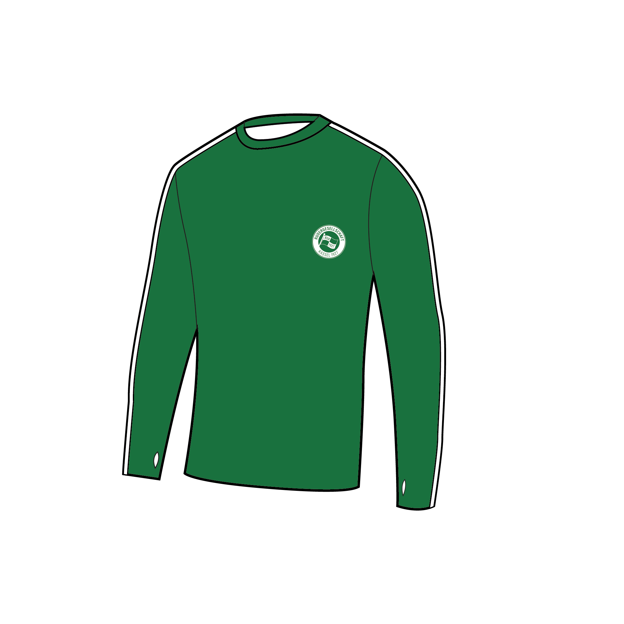 Rudergesellschaft Kassel 1927 Long Sleeve Green Gym T-Shirt