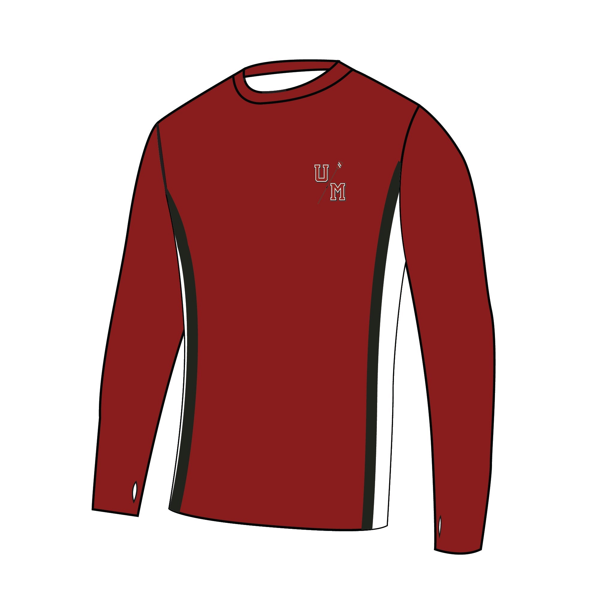 University of Massachusetts Men’s Rowing Bespoke Long Sleeve Gym T-Shirt 1